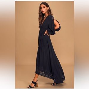 Lulus Oh So Sweet Tiered High Low Navy Blue Dress